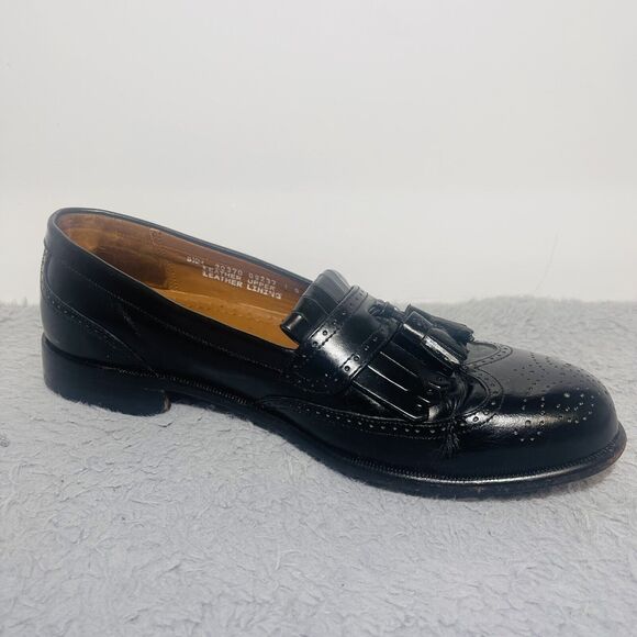 Bostonian Classics 20370 First Flex Black Leather Tassel Wing Tip Loafer 9.5M - Picture 10 of 12